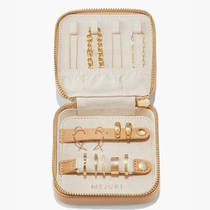 Travel Case Beige Grain Leather, Anti-tarnish Microsuede