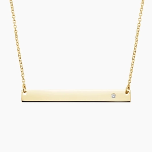 Engravable Horizontal Bar Diamond Pendant