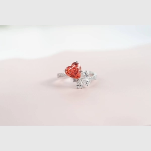 Red Heart Diamond Ring