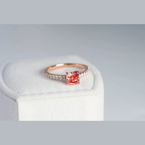 Red Cushion Diamond Ring