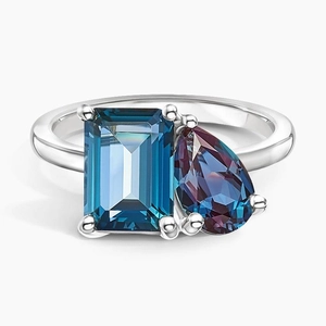 Toi et Moi London Blue Topaz and Lab Alexandrite Cocktail Ring