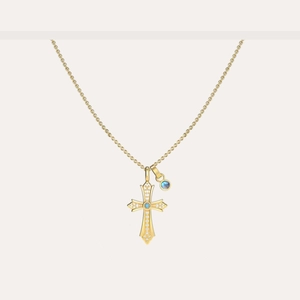 Faith Energy Cross Blue Diamond Pendant with Moonstone