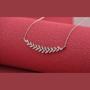 Leaf Pear/Round Diamond Necklace