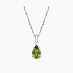 Teardrop Peridot Pendant in Silver