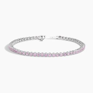 14K White GoldPink Sapphire Tennis Bracelet