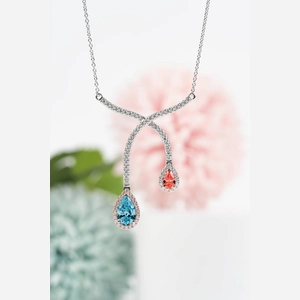 Red and Blue Pear Diamond Necklace