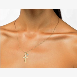 Faith Energy Cross Blue Diamond Pendant with Moonstone