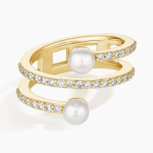Cosima Cultured Pearl and Diamond Wrap Ring