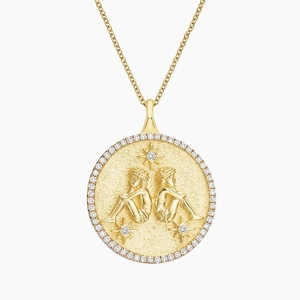14K Yellow GoldLuxe Gemini Zodiac Pavé Pendant