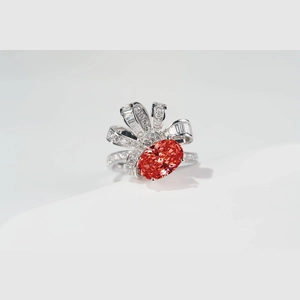 Red Oval Diamond Ring