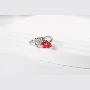 Red Pear Diamond Ring