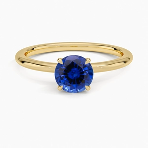 Sapphire Petite Elodie 1.5mm RingSet with 6mm Premium Blue Round Sapphire