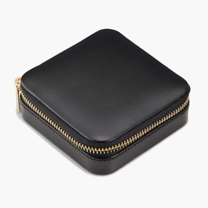 Travel Case Black Grain Leather, Anti-tarnish Microsuede