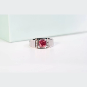 Red Cushion Diamond Ring