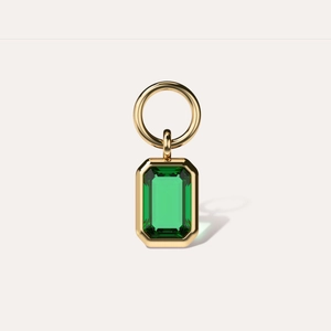 Emerald Cut Gemstone Hoop Charm