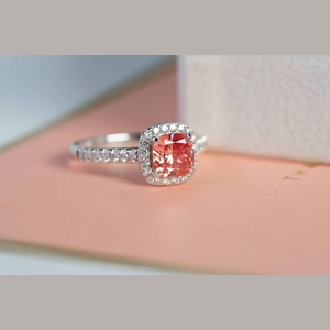 Red Cushion Diamond Ring
