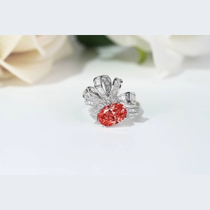 Red Oval Diamond Ring