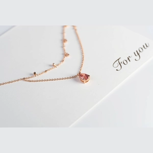 Red Pear Diamond Necklace
