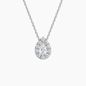18K White GoldPear Lab Grown Diamond Halo Pendant