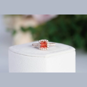 Red Radiant Diamond Ring