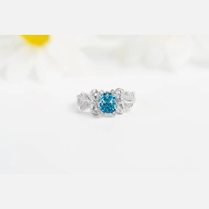 Blue Radiant Diamon Ring