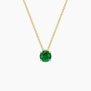 18K Yellow GoldFloating Solitaire Lab Emerald Pendant