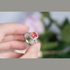 Red Cushion Diamond Ring