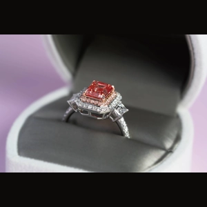 Red Emerald Diamond Ring