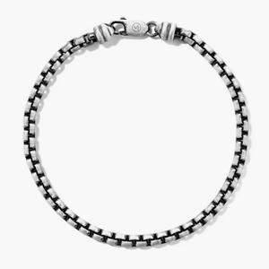 Round Box Chain Bracelet Oxidized Sterling Silver