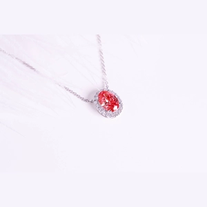 Red Oval Diamond Necklace