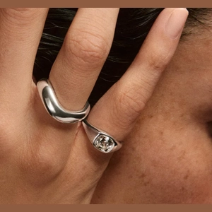 Jude Pinky Signet Ring Lab Grown White Sapphire, Sterling Silver