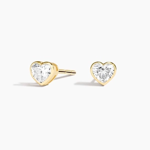 14K Yellow GoldHeart Shaped Lab Diamond Bezel Stud Earrings (1/2 ct. tw.)