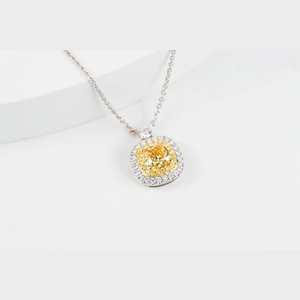 Yellow Cushion Diamond Necklace