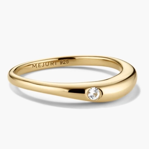 Organic Dôme Nesting Ring Set Sterling Silver, 18k Gold Vermeil, Lab Grown White Sapphi