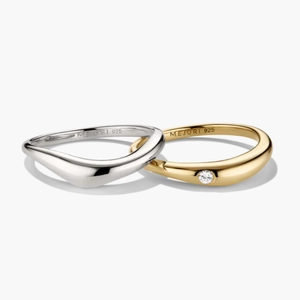 Organic Dôme Nesting Ring Set Sterling Silver, 18k Gold Vermeil, Lab Grown White Sapphi