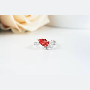 Red Pear Diamond Ring
