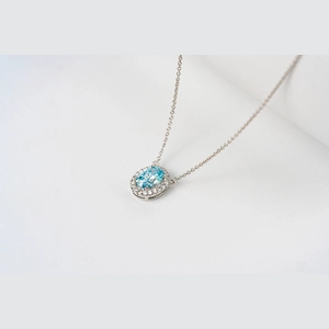 Blue Oval Diamond Ring