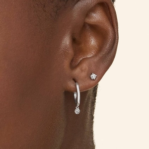 Diamond Drop Huggie Earrings