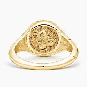 Capricorn Zodiac Diamond Signet Ring