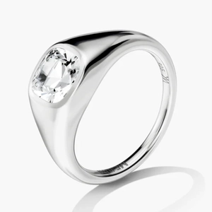 Jude Pinky Signet Ring Lab Grown White Sapphire, Sterling Silver