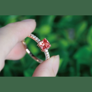 Red Cushion Diamond Ring