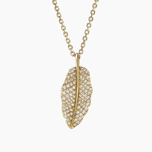 14K Yellow GoldJane Goodall Pavé Leaf Lab Diamond Pendant Necklace (1/3 ct. tw.)