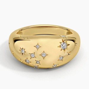 Capricorn Zodiac Constellation Diamond Dome Ring