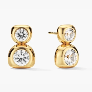 Inès Drop Stud 18k Gold Vermeil, Lab Grown White Sapphire