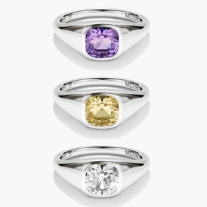 Jude Pinky Signet Ring Lab Grown White Sapphire, Sterling Silver