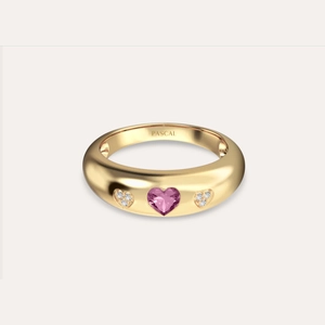 Guardian Heart Gemstone Diamond Promise Ring