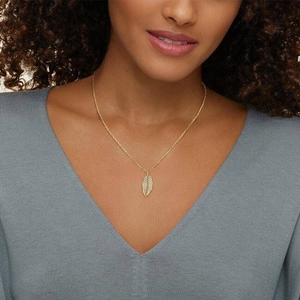 14K Yellow GoldJane Goodall Pavé Leaf Lab Diamond Pendant Necklace (1/3 ct. tw.)