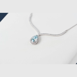 Blue Pear Diamond Necklace