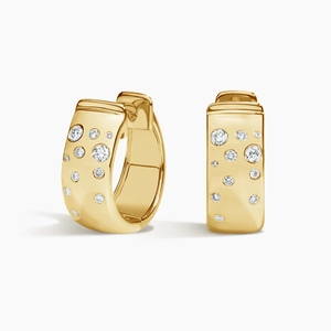 14K Yellow GoldCascade Diamond Huggie Earrings (1/6 ct. tw.)
