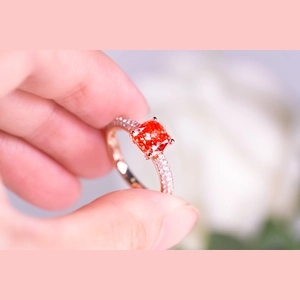 Red Cushion Diamond Ring